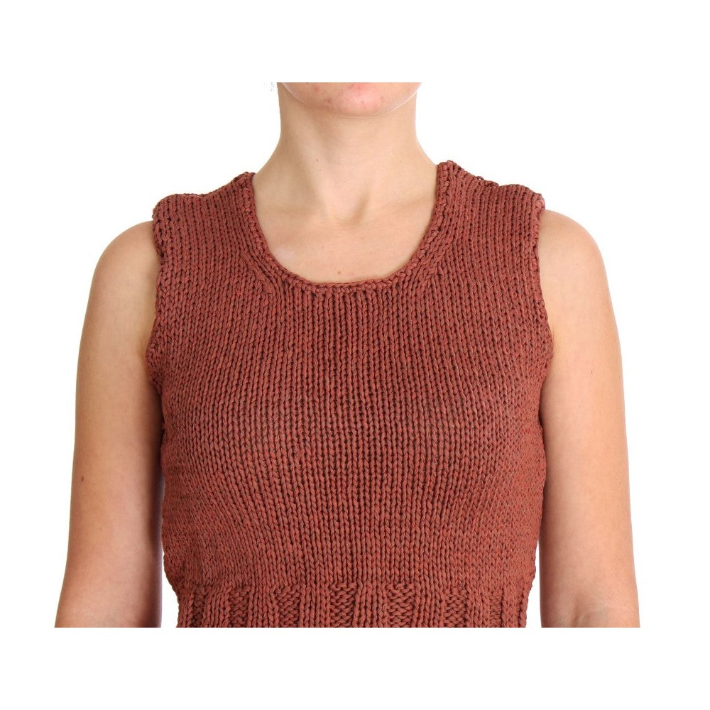 PINK MEMORIES Schicker roter ärmelloser Strickwesten-Pullover