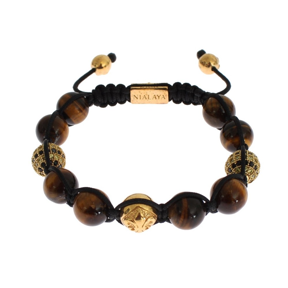 Nialaya Schickes Multicolor CZ & Tigerauge-Armband