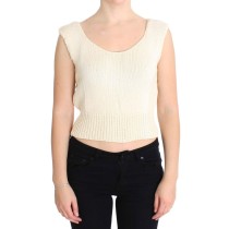 PINK MEMORIES Beige ärmellose Strickweste Pullover