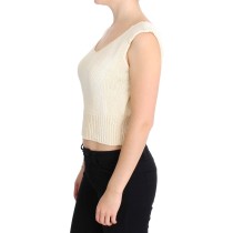 PINK MEMORIES Beige ärmellose Strickweste Pullover