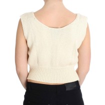 PINK MEMORIES Beige ärmellose Strickweste Pullover