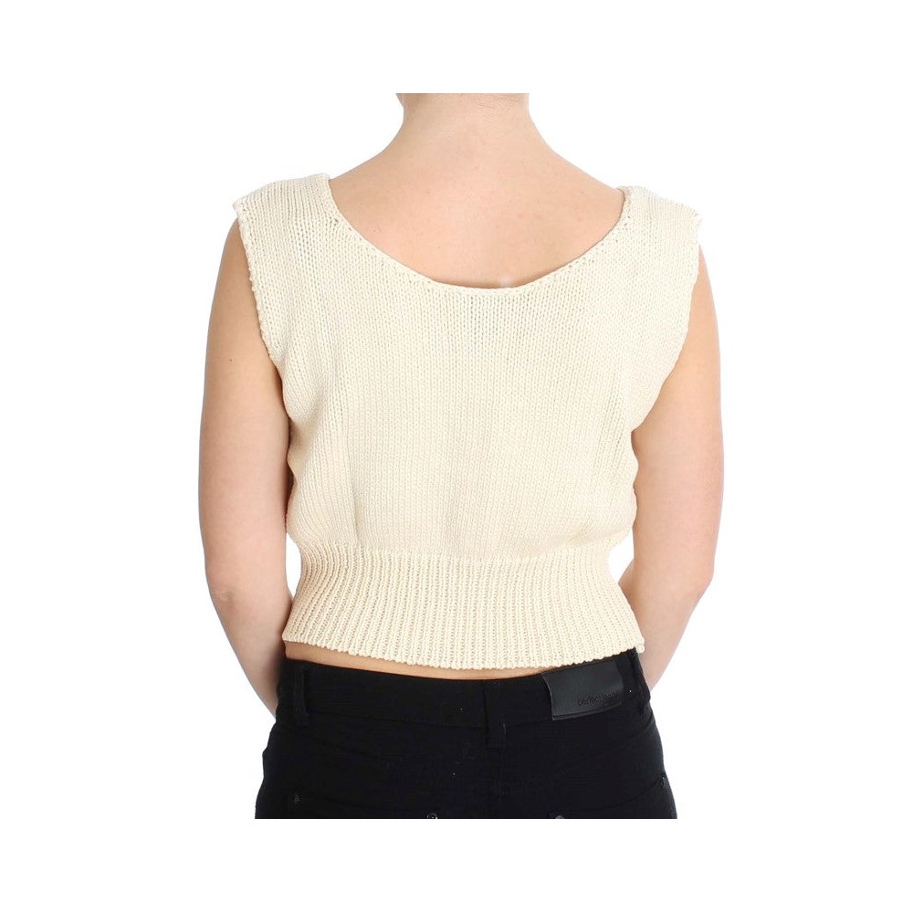 PINK MEMORIES Beige ärmellose Strickweste Pullover