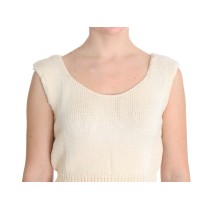 PINK MEMORIES Beige ärmellose Strickweste Pullover
