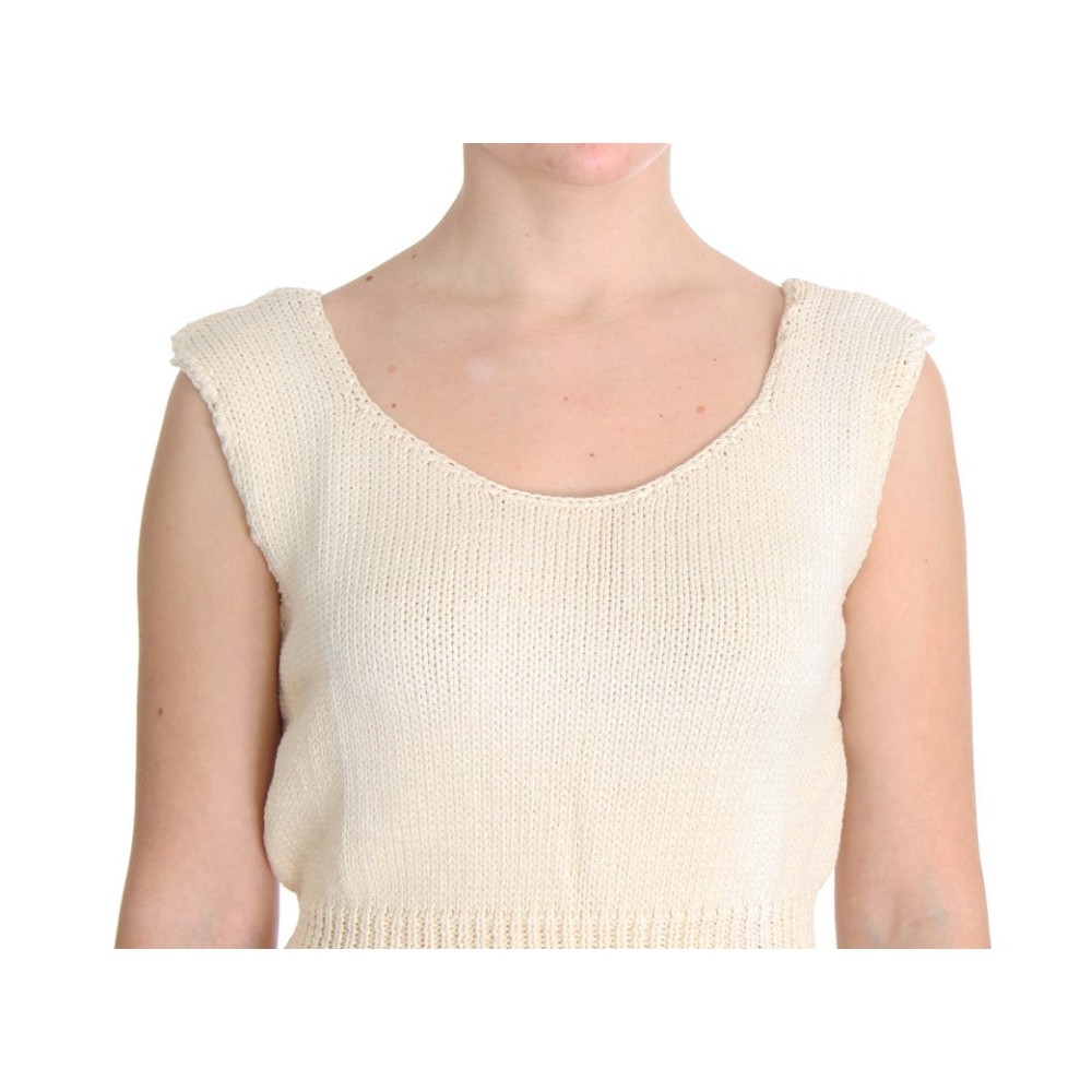 PINK MEMORIES Beige ärmellose Strickweste Pullover