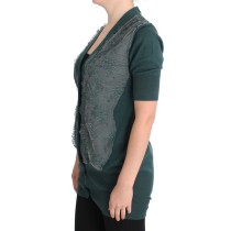 PINK MEMORIES Elegante grüne Strickjacke mit Spitze