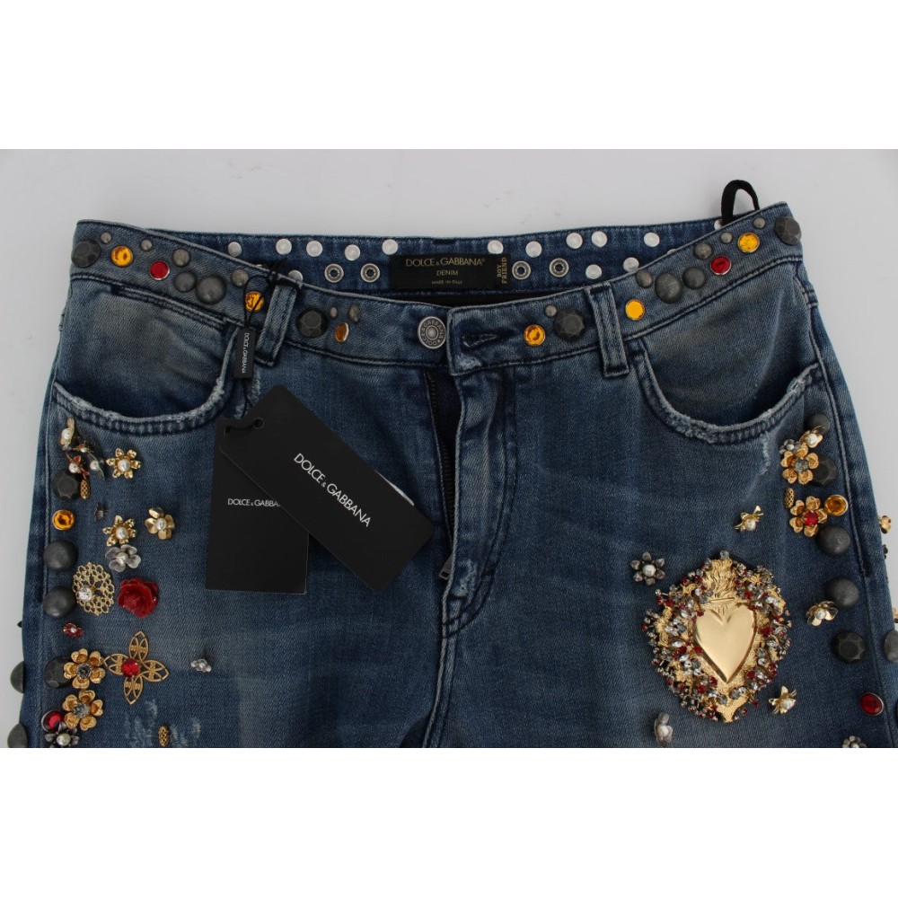 Dolce & Gabbana Verzauberte Sicily verschönerte Boyfriend Jeans