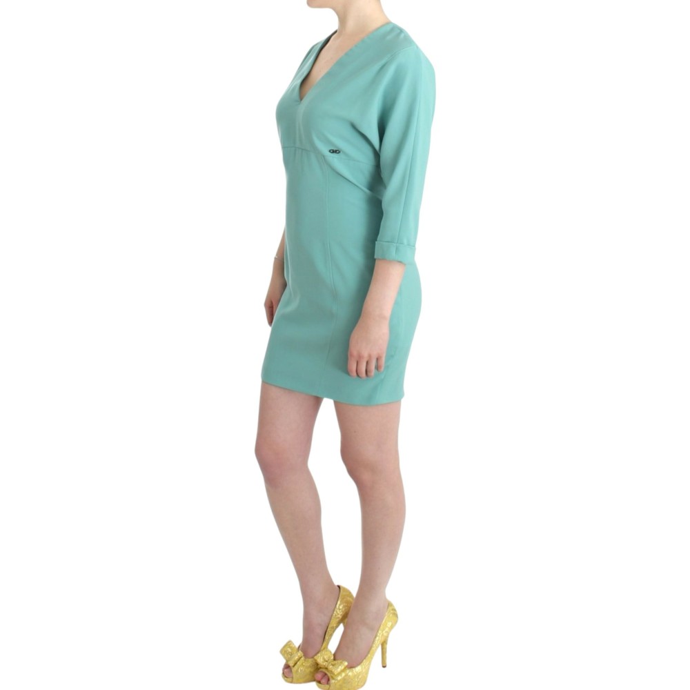 Costume National Elegantes grünes Midikleid mit V-Ausschnitt