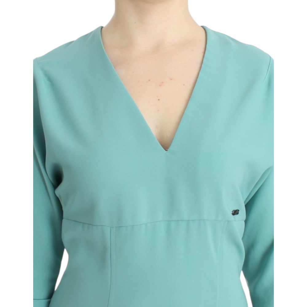 Costume National Elegantes grünes Midikleid mit V-Ausschnitt