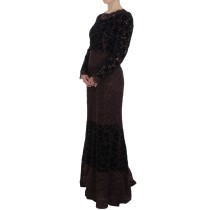 Dolce & Gabbana Elegantes lila geblümtes Maxikleid aus Spitze