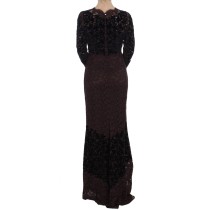 Dolce & Gabbana Elegantes lila geblümtes Maxikleid aus Spitze