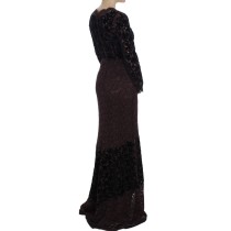 Dolce & Gabbana Elegantes lila geblümtes Maxikleid aus Spitze