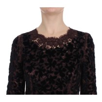 Dolce & Gabbana Elegantes lila geblümtes Maxikleid aus Spitze