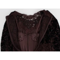 Dolce & Gabbana Elegantes lila geblümtes Maxikleid aus Spitze