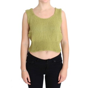 PINK MEMORIES Eleganter grüner ärmelloser Strickwesten-Pullover