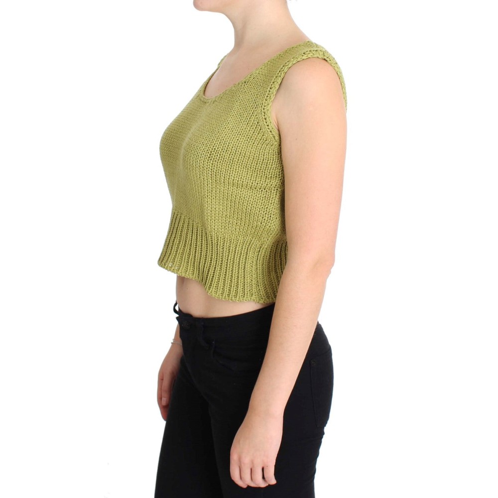 PINK MEMORIES Eleganter grüner ärmelloser Strickwesten-Pullover