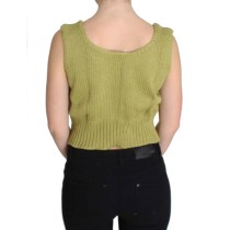 PINK MEMORIES Eleganter grüner ärmelloser Strickwesten-Pullover