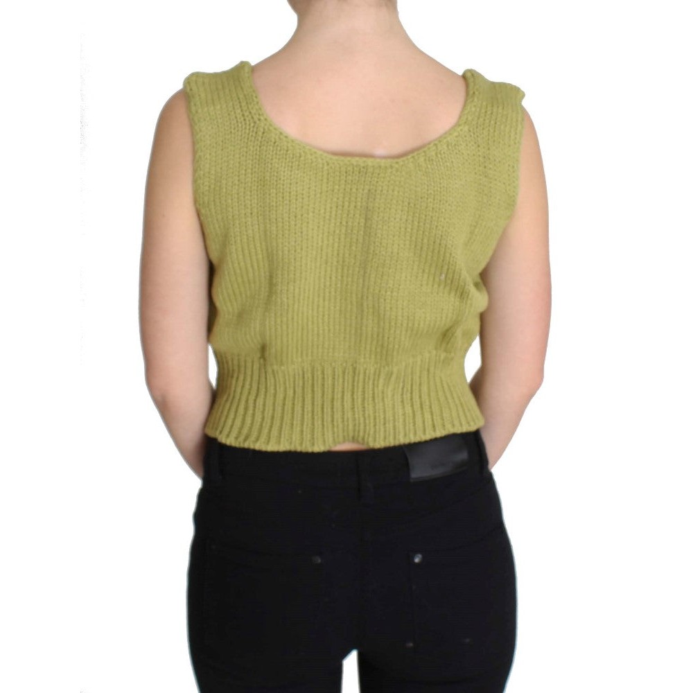 PINK MEMORIES Eleganter grüner ärmelloser Strickwesten-Pullover