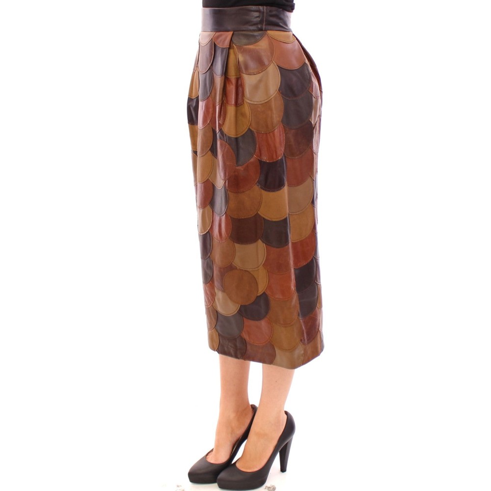 Dolce & Gabbana Eleganter Leder-Patchwork-Rock