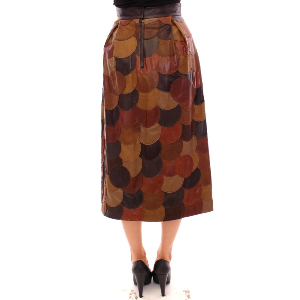 Dolce & Gabbana Eleganter Leder-Patchwork-Rock