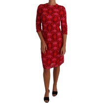 Dolce & Gabbana Elegantes Graues Mini A-Linien Kleid mit lila Tulpe