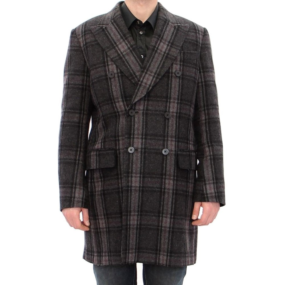Dolce & Gabbana Sicilia Karierter Mantel aus einer Wollmischung