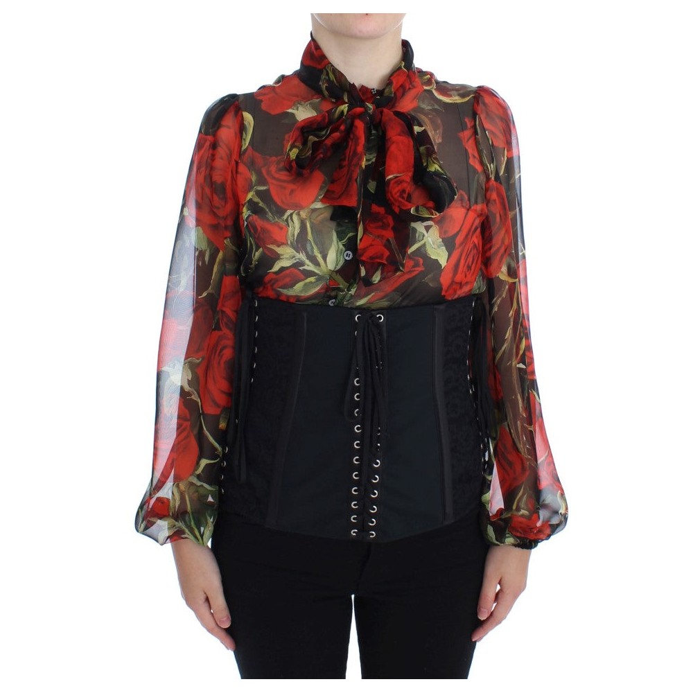 Dolce & Gabbana Eleganter schwarzer Korsettgürtel aus geblümtem Brokat