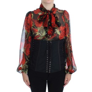 Dolce & Gabbana Eleganter schwarzer Korsettgürtel aus geblümtem Brokat