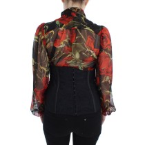 Dolce & Gabbana Eleganter schwarzer Korsettgürtel aus geblümtem Brokat