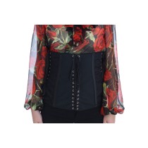 Dolce & Gabbana Eleganter schwarzer Korsettgürtel aus geblümtem Brokat