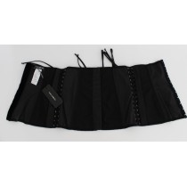 Dolce & Gabbana Eleganter schwarzer Korsettgürtel aus geblümtem Brokat