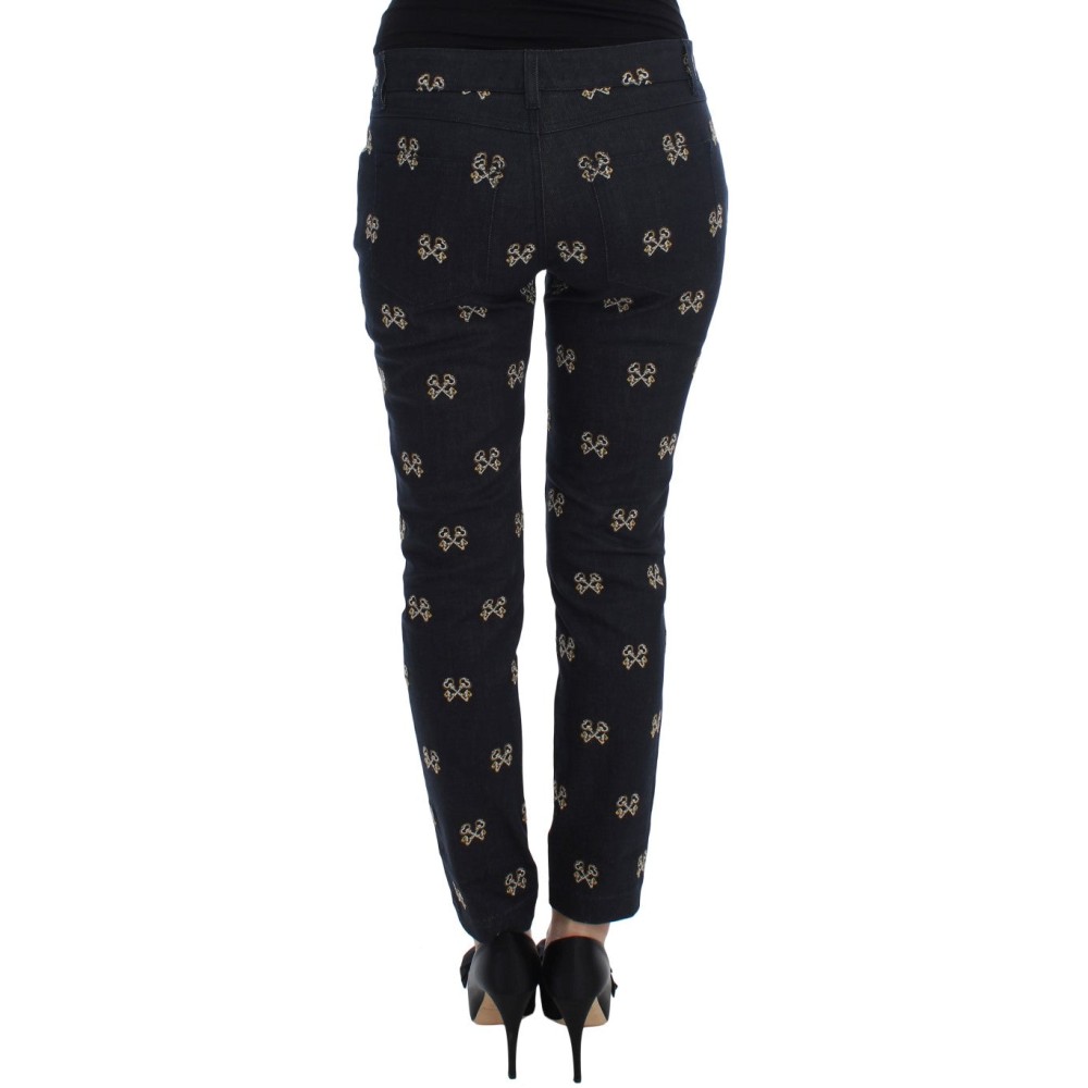 Dolce & Gabbana Elegante bestickte Slim Fit Denim Jeans