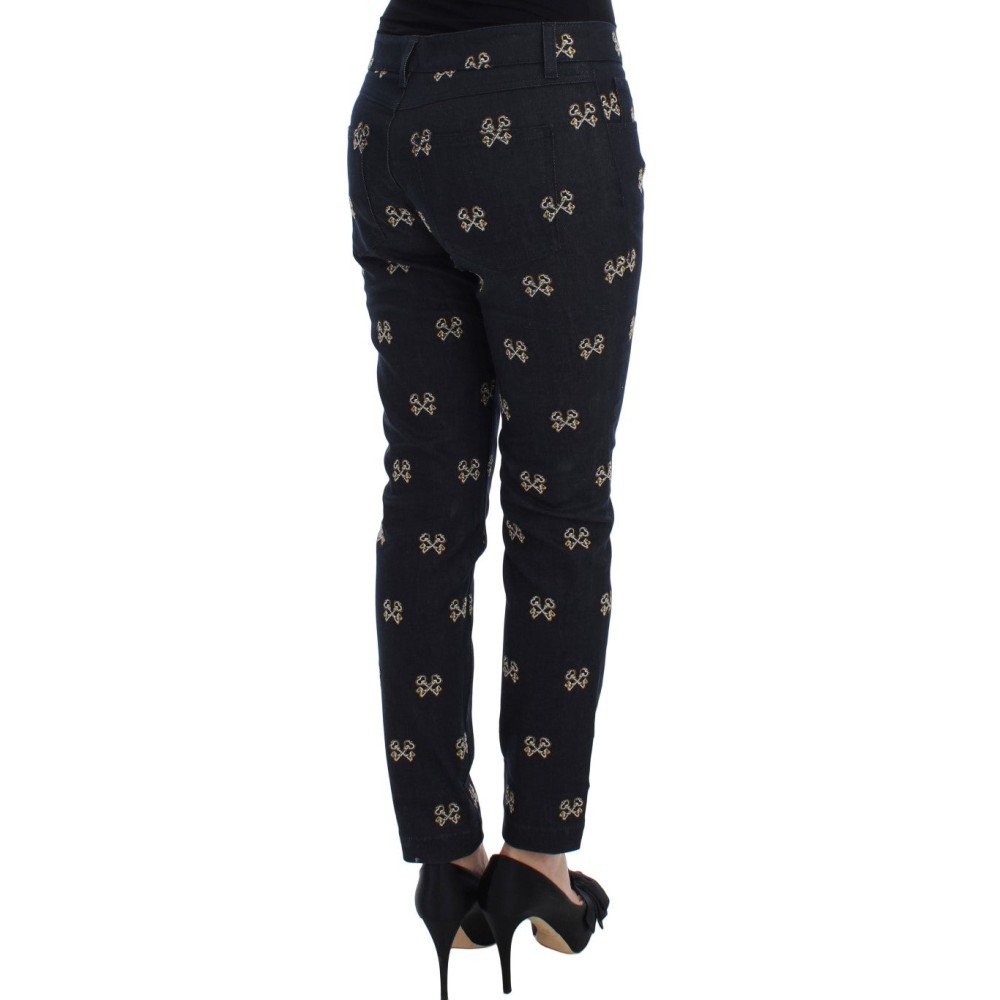 Dolce & Gabbana Elegante bestickte Slim Fit Denim Jeans