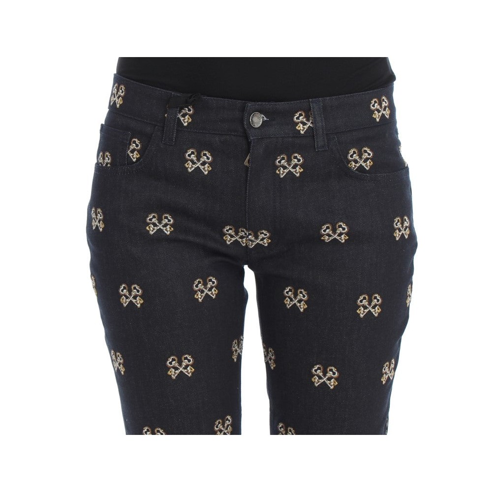 Dolce & Gabbana Elegante bestickte Slim Fit Denim Jeans