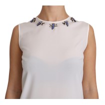 Dolce & Gabbana Märchenhafte Seidenbluse mit Kristallverzierungen