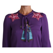 Dolce & Gabbana Märchenhafte Seidenbluse mit Kristallverzierungen