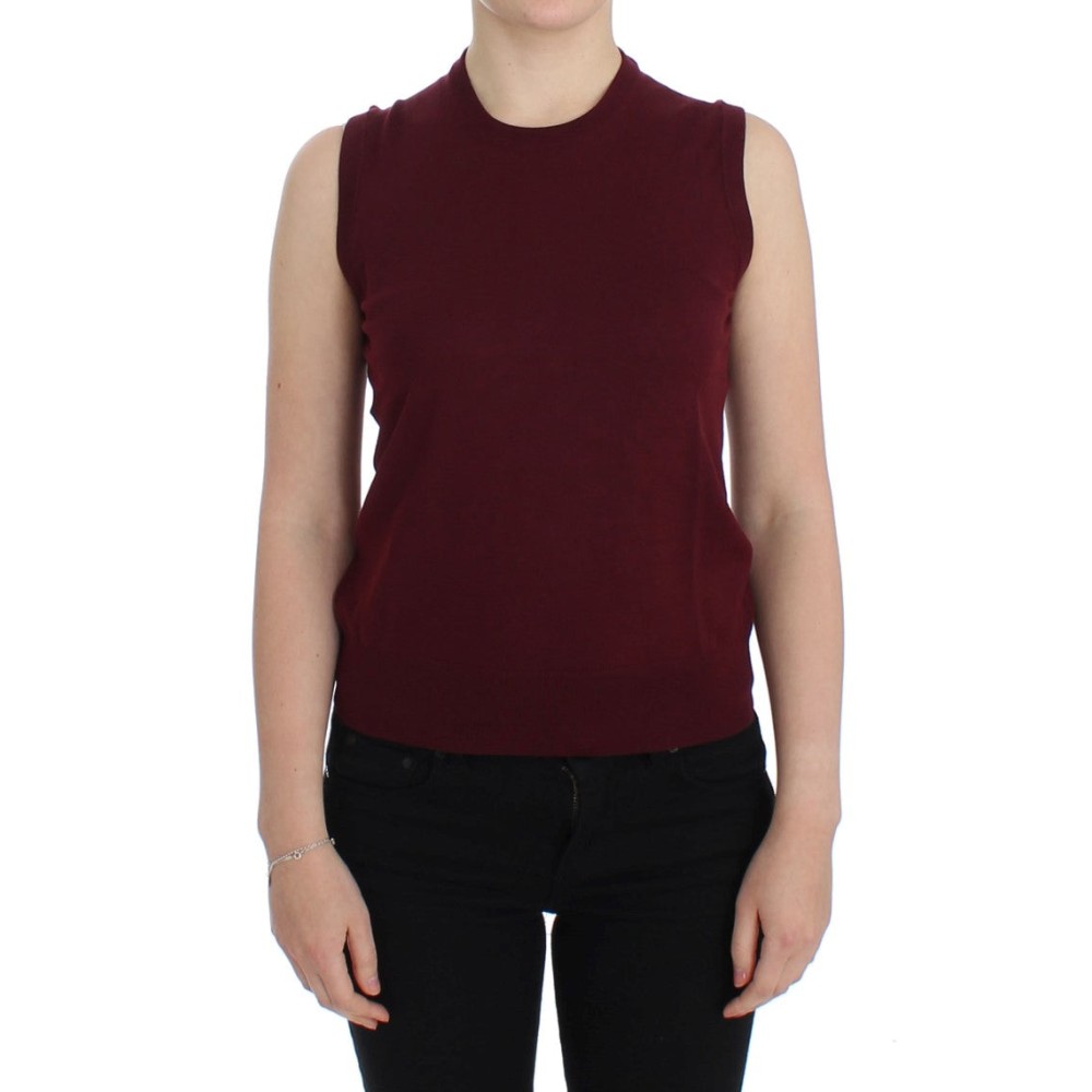 Dolce & Gabbana Elegante rote ärmellose Pullover-Weste aus Wolle