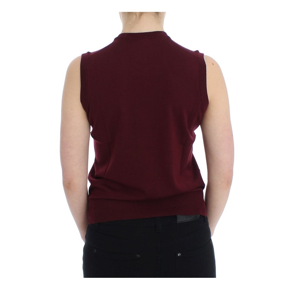 Dolce & Gabbana Elegante rote ärmellose Pullover-Weste aus Wolle