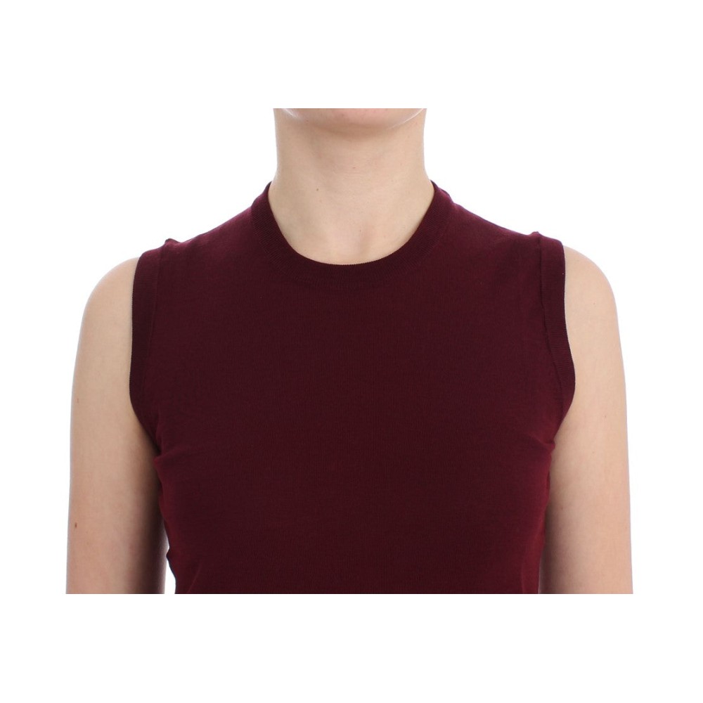 Dolce & Gabbana Elegante rote ärmellose Pullover-Weste aus Wolle