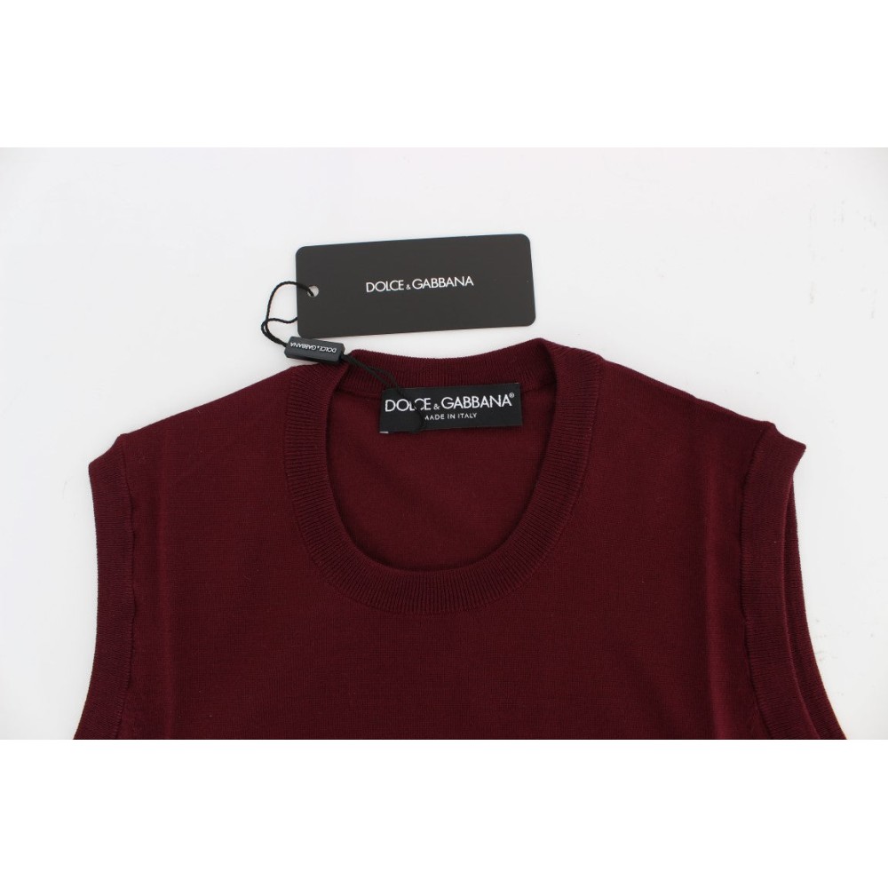 Dolce & Gabbana Elegante rote ärmellose Pullover-Weste aus Wolle
