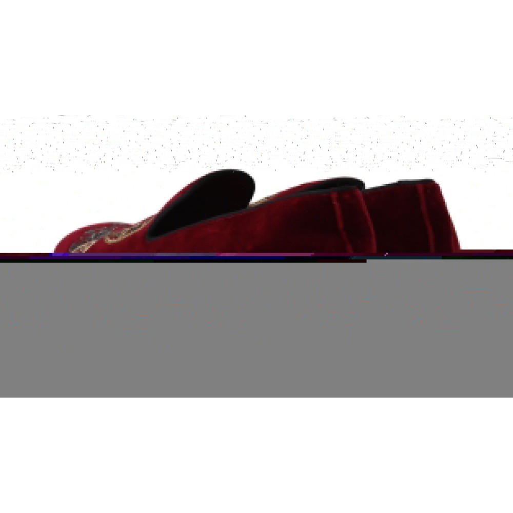 Dolce & Gabbana Bordeaux Samt Pailletten Herren Loafers