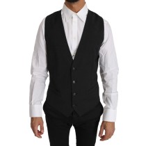 Dolce & Gabbana Elegante Slim Fit Weste aus grauer Wolle