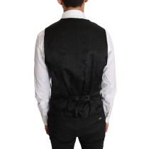 Dolce & Gabbana Elegante Slim Fit Weste aus grauer Wolle