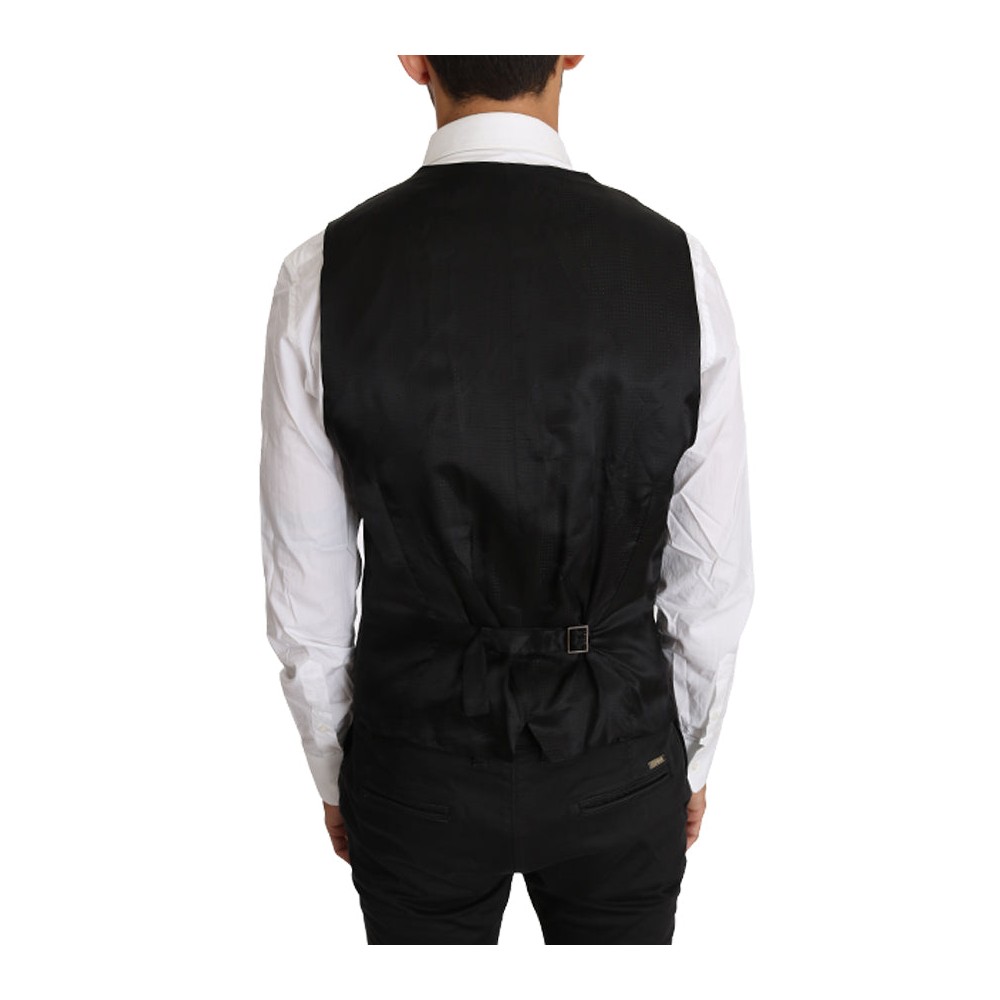 Dolce & Gabbana Elegante Slim Fit Weste aus grauer Wolle