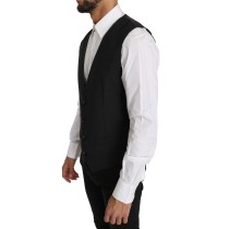 Dolce & Gabbana Elegante Slim Fit Weste aus grauer Wolle