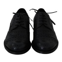 Dolce & Gabbana Elegante Derby-Schuhe aus schwarzem Leder