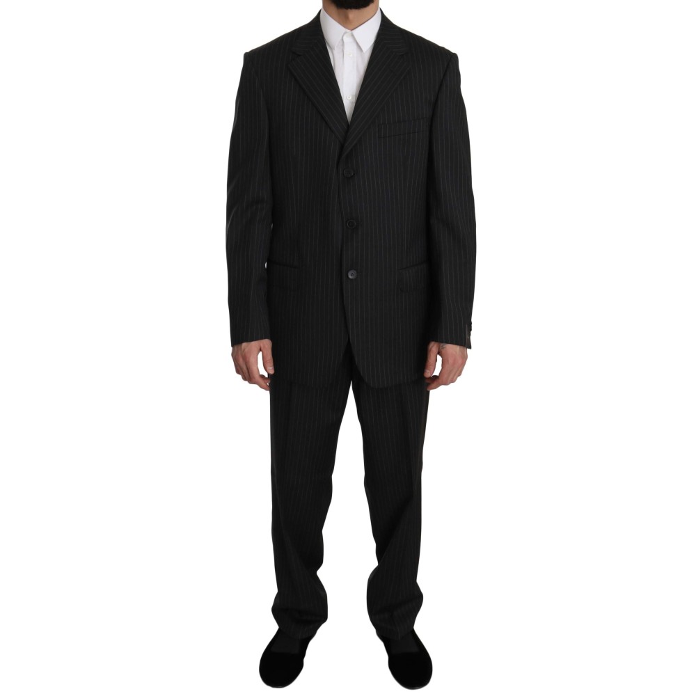Z ZEGNA Eleganter schwarz gestreifter Anzug aus Wolle
