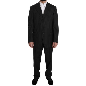 Z ZEGNA Eleganter schwarz gestreifter Anzug aus Wolle