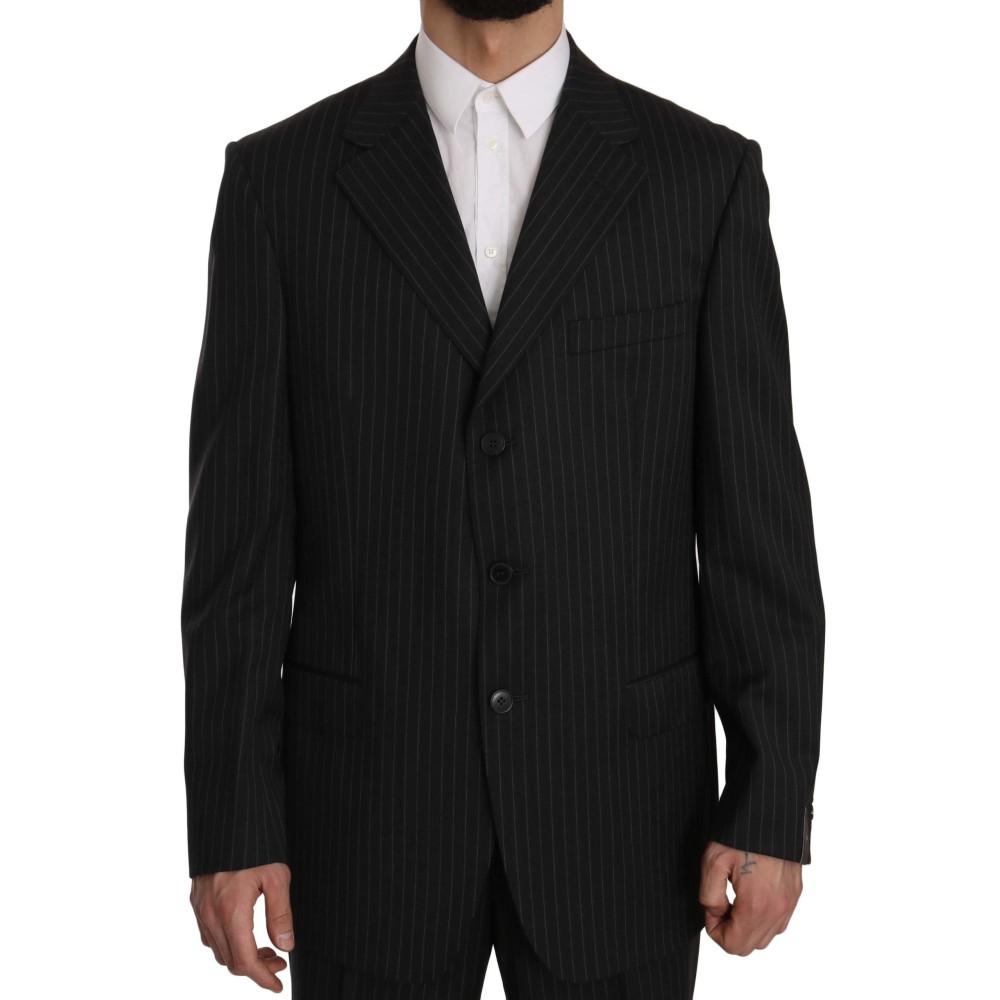 Z ZEGNA Eleganter schwarz gestreifter Anzug aus Wolle