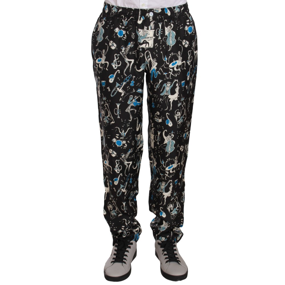 Dolce & Gabbana Elegante Seiden-Lounge-Hose mit einzigartigem Druck