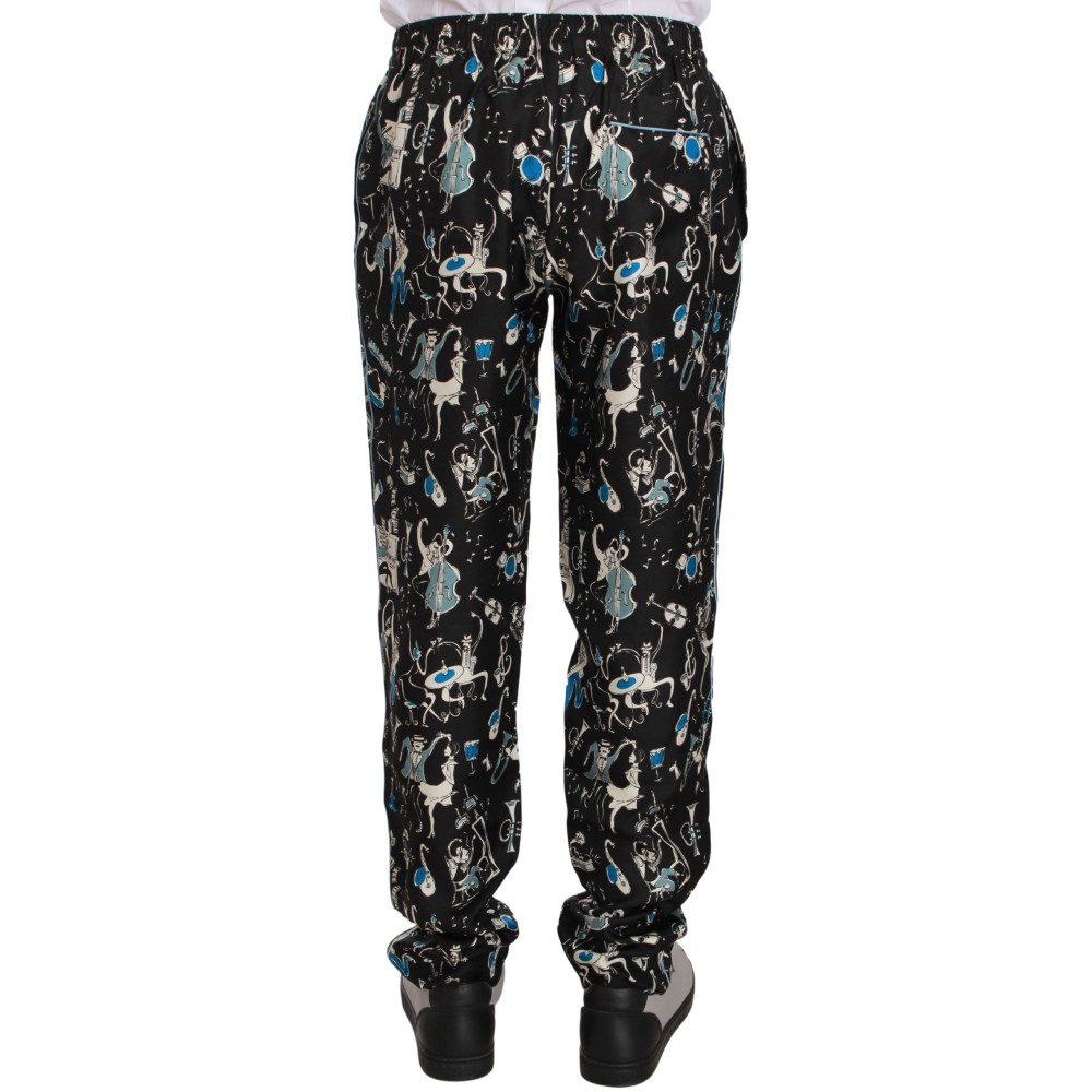 Dolce & Gabbana Elegante Seiden-Lounge-Hose mit einzigartigem Druck